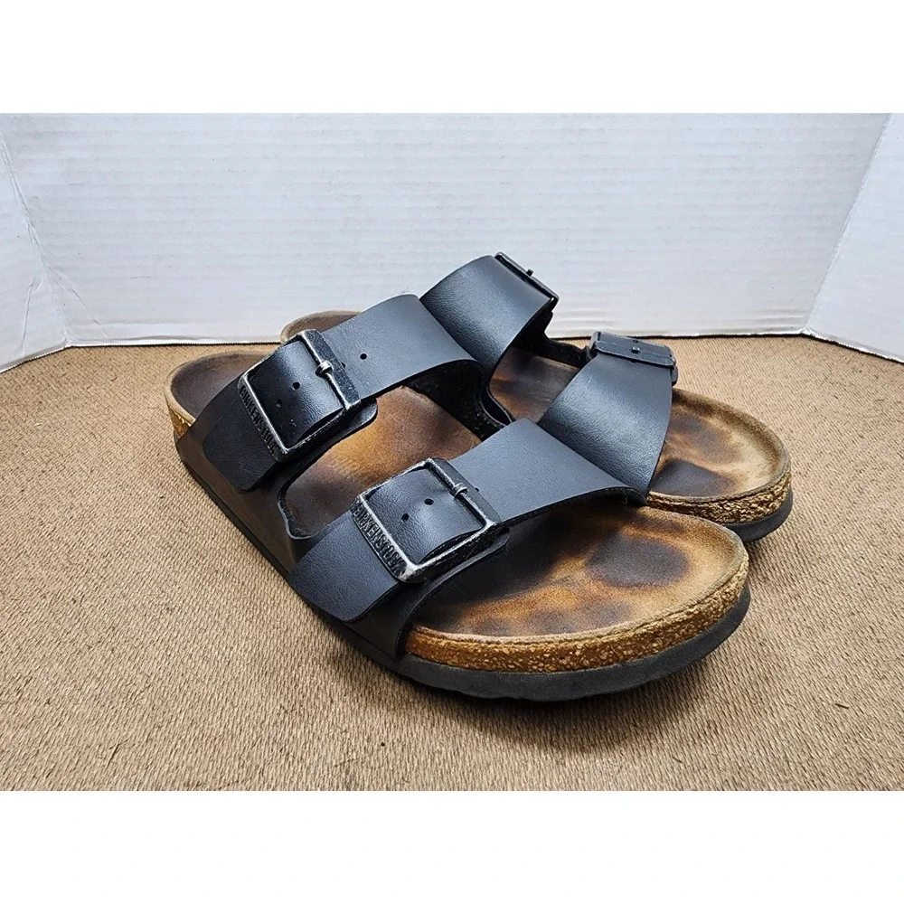 Birkenstock Arizona Size 38 US 7.5 to 7 Leather Slide Sandals Beach Black Summer